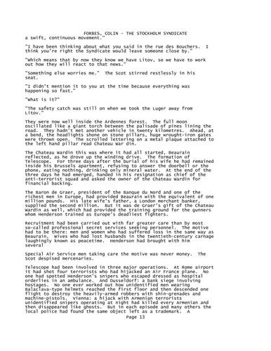 Colin Forbes: The Stockholm syndicate (1982, Pan in association with Collins)