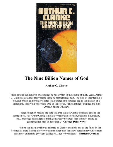 Arthur C. Clarke: Nine Billion Names (Roc)