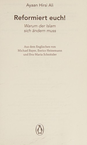 Ayaan Hirsi Ali: Reformiert euch! (German language, 2016, Penguin Verlag)