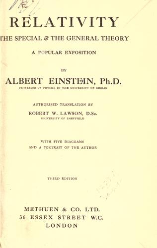 Albert Einstein: Relativity, the special and the general theory (1920, Methuen)