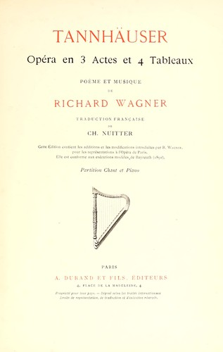 Richard Wagner: Tannhäuser (French language, 1895, A. Durand et Fils)