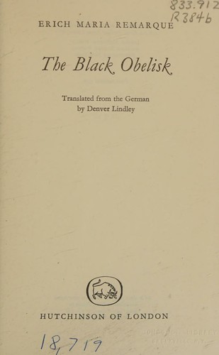 The black obelisk (1957, Hutchinson)