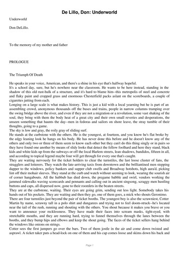 Don DeLillo: Underworld (2003, Scribner)