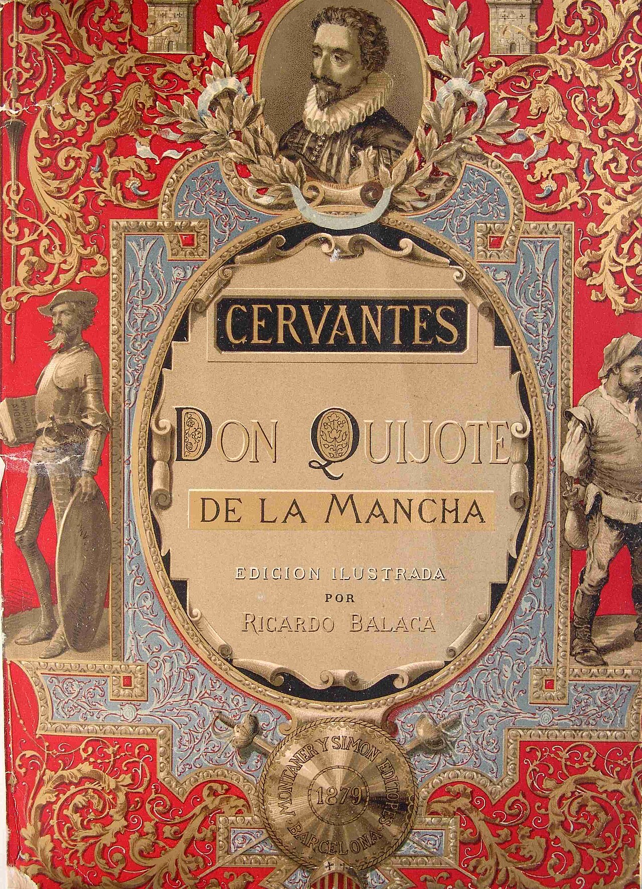 Miguel de Cervantes Saavedra: El ingenioso hidalgo Don Quijote de la Mancha (Spanish language, 1880, Editorial Montaner y Simón)