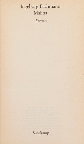 Ingeborg Bachmann: Malina (German language, 1980, Suhrkamp)
