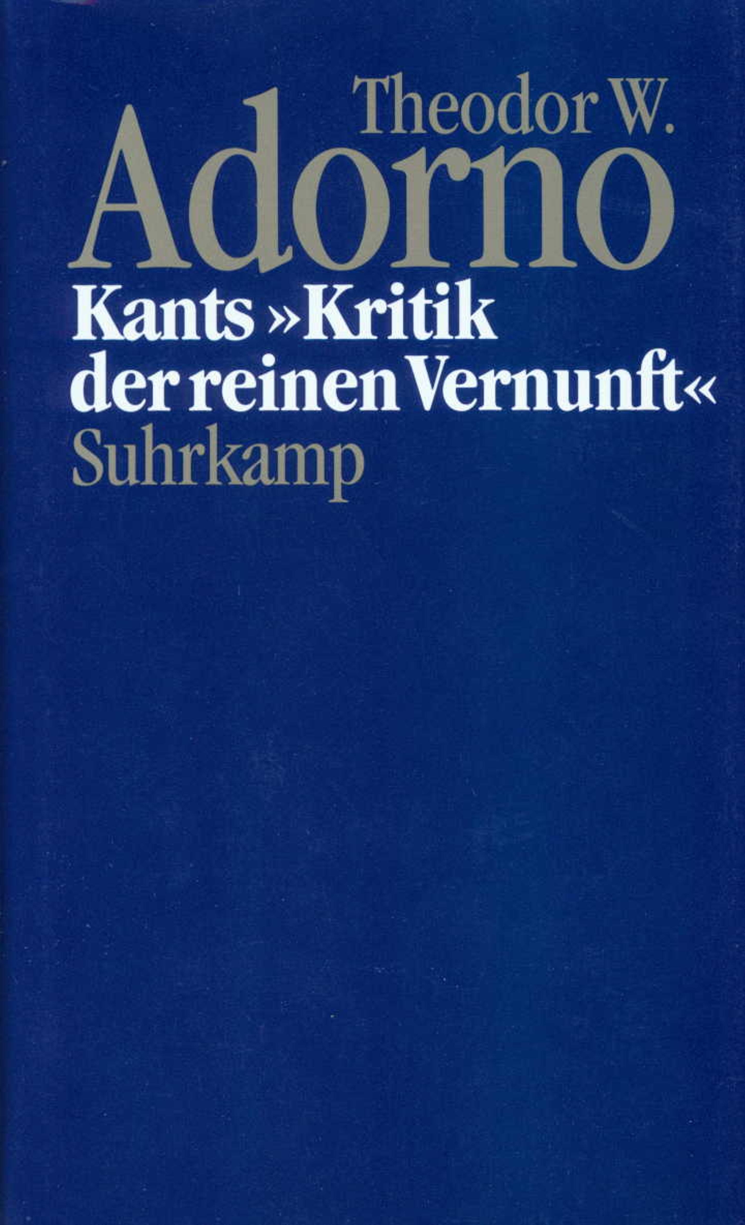 Theodor W. Adorno: Kants "Kritik der reinen Vernunft" (Hardcover, German language, 1995, Suhrkamp)