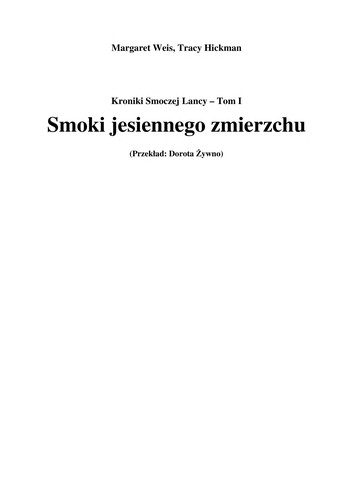 Margaret Weis: Smoki jesiennego zmierzchu (Polish language, 1996, Zysk i S-ka)