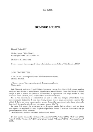 Rumore bianco (Italian language, 2008, Einaudi)