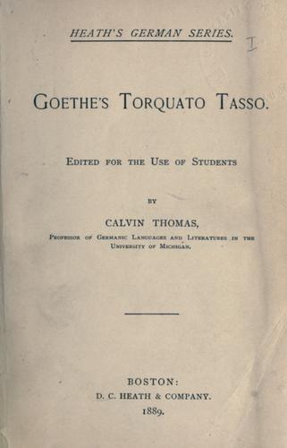 Torquato Tasso (German language, 1889, Heath)