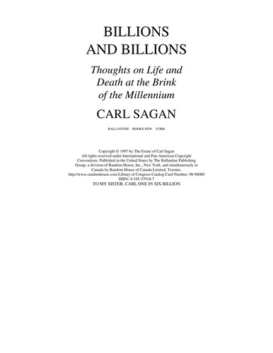 Carl Sagan: Billions and billions (Paperback, 1998, Ballantine Pub.)