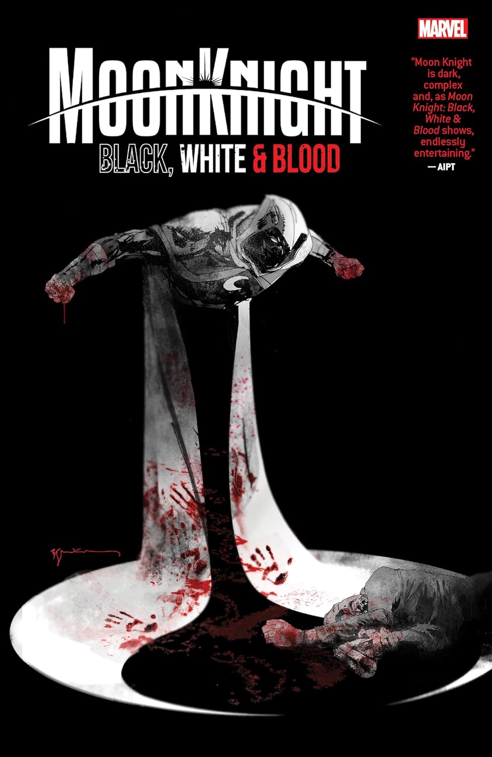 Benjamin Percy, Jonathan Hickman, Marc Guggenheim, Murewa Ayodele, Chris Bachalo, Ann Nocenti, Jim Zub, Nadia Shammas, Dotun Akande, Jorge Fornés, Vanessa R. Del Rey, David Pepose, Leonardo Romero, Chris Sotomayor, Patch Zircher, Erica Shultz, David Lopez, Djibril Morissette-Phan, Stefano Raffaele, Christopher Cantwell, Alex Lins, Dante Bastianoni, Paul Azaceta: Moon Knight: Black, White & Blood (GraphicNovel, 2022, Marvel)
