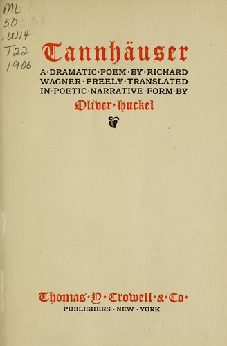 Richard Wagner: Tannhäuser (German language, 1901, A. Fürstner)