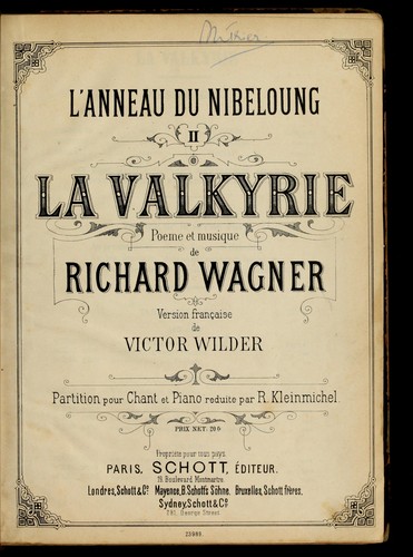 Richard Wagner: La Valkyrie (French language, 1880, P. Schott)