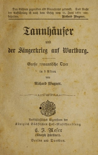 Richard Wagner: Tannhauser und der sangerkrieg auf wartburg (Heler)