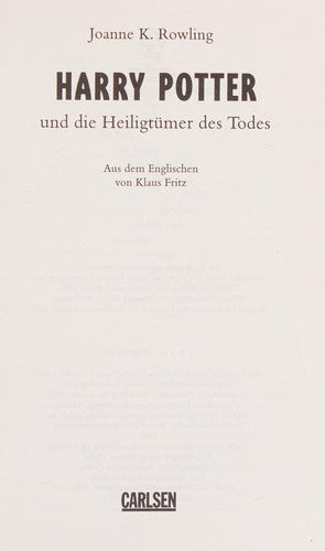 J.K. Rowling: Harry Potter 7 und die Heiligtmer des Todes. Ausgabe fr Erwachsene (2007, Carlsen Verlag GmbH)