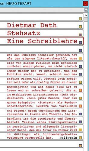 Dietmar Dath: Stehsatz : eine Schreiblehre (German language, 2020, Wallstein Verlag)
