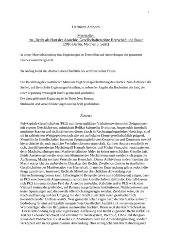 Hermann Amborn: Materialien zu „Recht als Hort der Anarchie. Gesellschaften ohne Herrschaft und Staat“ (Paperback, German language, 2017, Ludwig-Maximilians-Universität München)